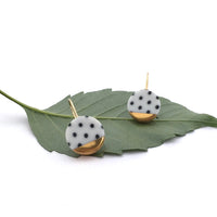 Black White Polka Dot Porcelain Earrings