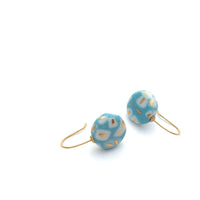 Turquoise ceramic earrings, porcelain jewelry, Mediterranean jewelry, 18k gold earrings, Turquoise dangle earring, Sea blue, Aquamarine