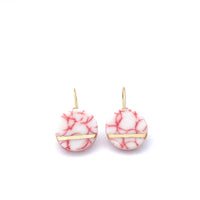 Pink porcelain dangle earrings with 24k gold