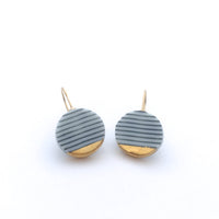 Porcelain Black stripes circle earrings Pottery by OeiCeramics