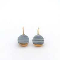 Classic Small Circle Earrings, Porcelain ceramics with 18k Gold, Everyday jewelry