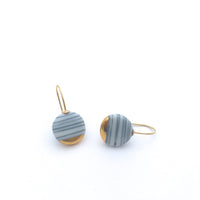 Classic Small Circle Earrings, Porcelain ceramics with 18k Gold, Everyday jewelry