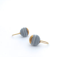 Classic Small Circle Earrings, Porcelain ceramics with 18k Gold, Everyday jewelry