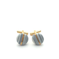 Handmade Porcelain Cufflinks with 24k Gold Accent