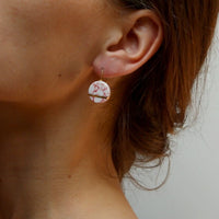 Pink porcelain dangle earrings with 24k gold