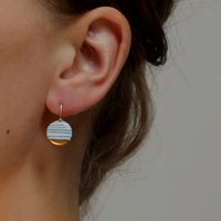 Classic Small Circle Earrings, Porcelain ceramics with 18k Gold, Everyday jewelry