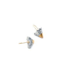 Triangle porcelain earrings with 18k solid gold, ceramic jewelry