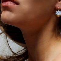 Blue white speckled earrings