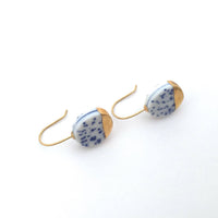 Blue white speckled earrings