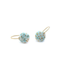 Teal Porcelain earrings, Ceramic jewelry, Scandinavian modern, 18k solid gold, colourful clay, Ceramics and pottery, Statement earrings