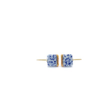 Blue Porcelain square earrings, ceramic jewelry, Delft blue, Slow fashion, 18k solid gold, porzellan schmuck, pottery and ceramic