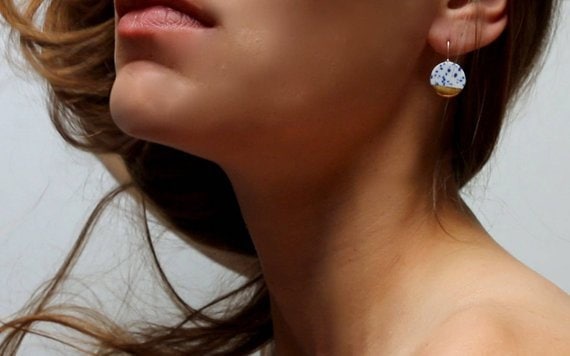 White Blue porcelain earrings, Delft blue jewelry