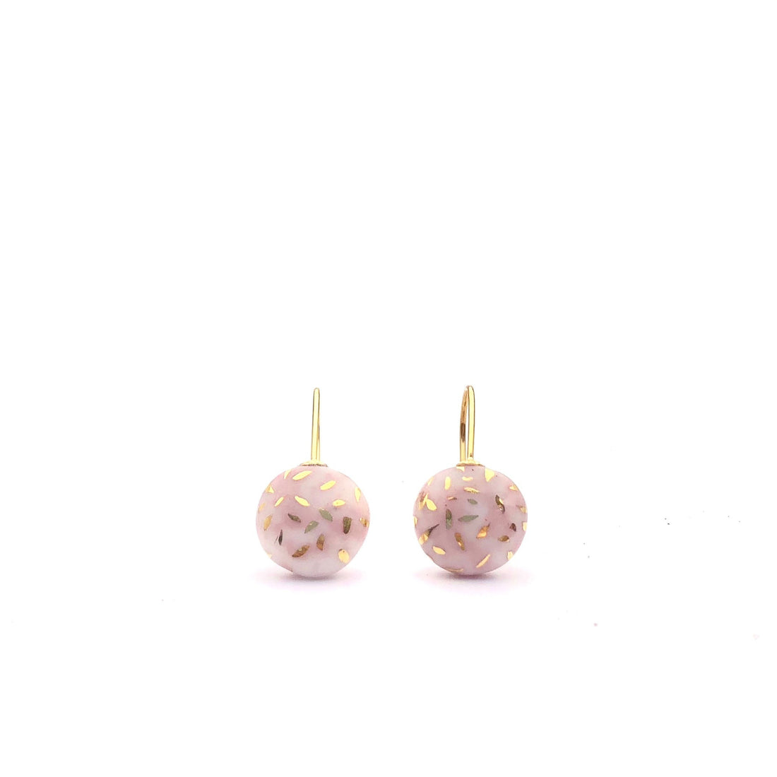 Soft Pink porcelain earrings with gold