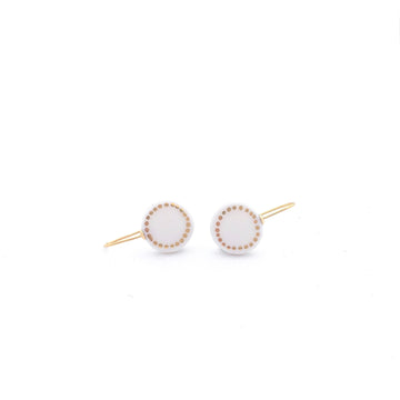 White porcelain earrings, porcelain and gold, White dangle earrings, 18k solid gold, Snow White Christmas gift