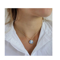 Gold Kintsugi necklace in blue and white porcelain