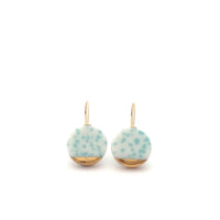 Mint Green Porcelain Gold Earrings Ceramic Jewelry