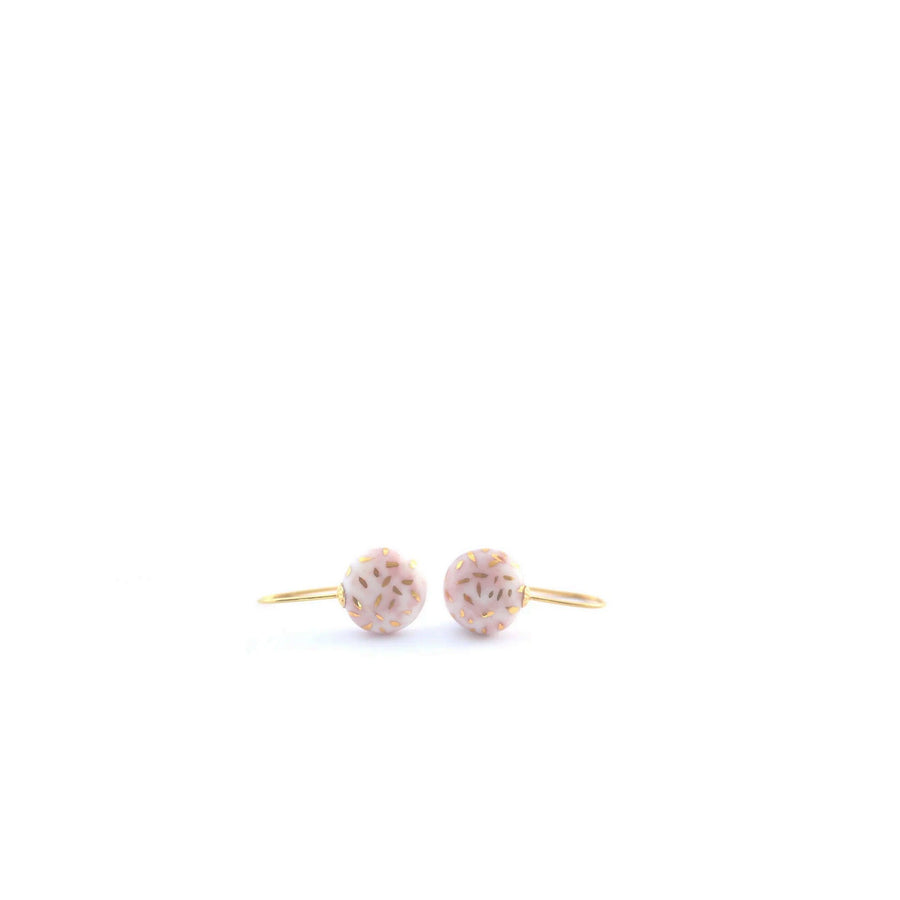 Soft Pink porcelain earrings with gold