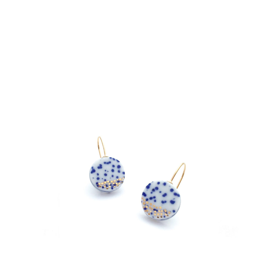 Starry Night Ceramic jewelry set in blue and white porcelain with gold