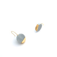Porcelain Black stripes circle earrings Pottery by OeiCeramics