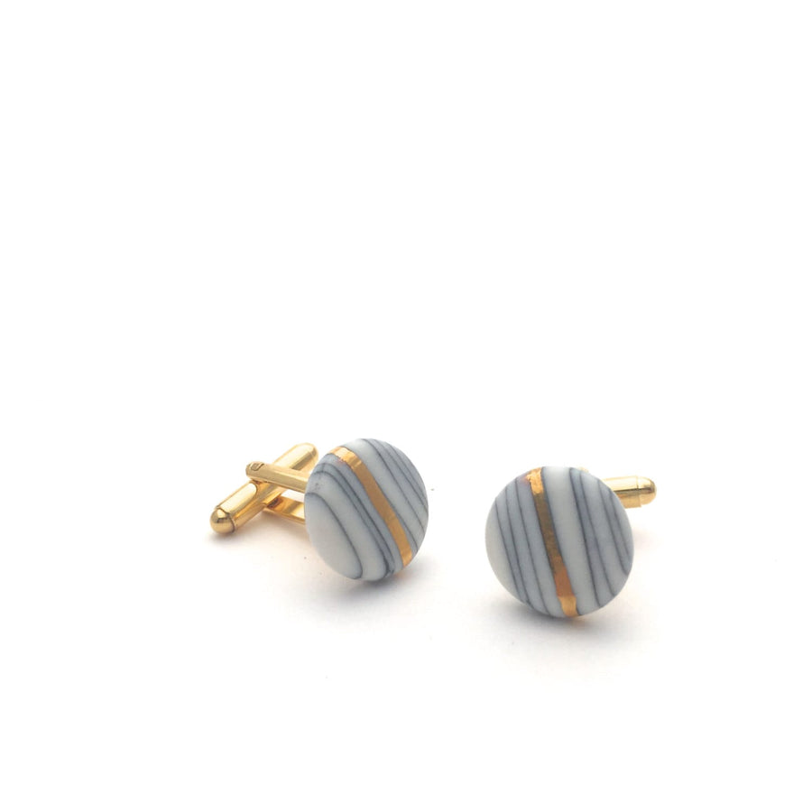 Handmade Porcelain Cufflinks with 24k Gold Accent