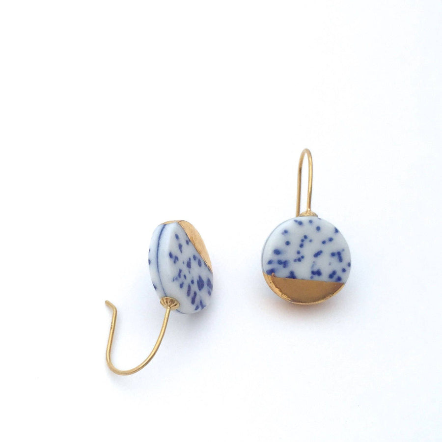 Blue and white porcelain earrings with optional necklace