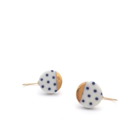 Polka dot Porcelain necklace and earrings