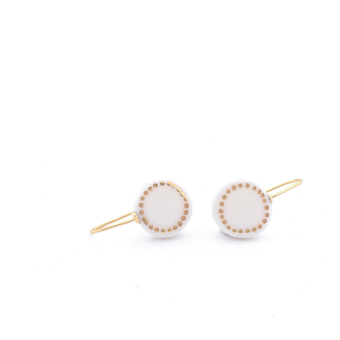 White porcelain earrings, porcelain and gold, White dangle earrings, 18k solid gold, Snow White Christmas gift