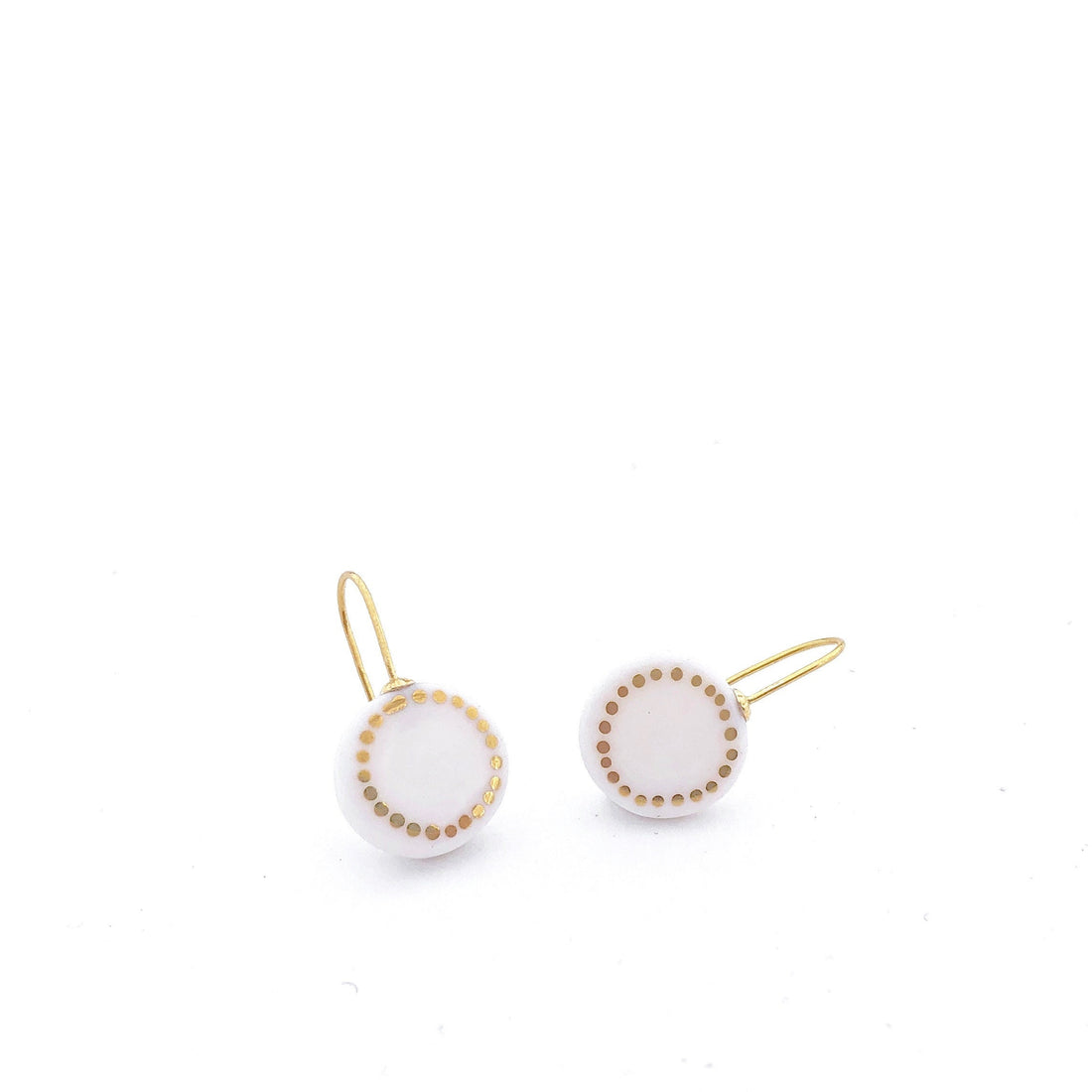 White porcelain earrings, porcelain and gold, White dangle earrings, 18k solid gold, Snow White Christmas gift