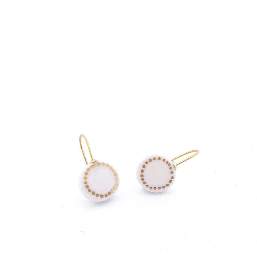 White porcelain earrings, porcelain and gold, White dangle earrings, 18k solid gold, Snow White Christmas gift