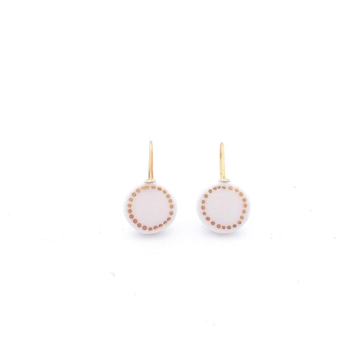 White porcelain earrings, porcelain and gold, White dangle earrings, 18k solid gold, Snow White Christmas gift