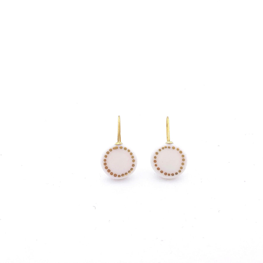 White porcelain earrings, porcelain and gold, White dangle earrings, 18k solid gold, Snow White Christmas gift