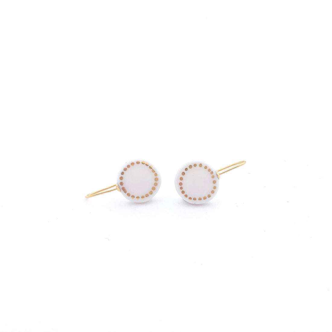 White porcelain earrings, porcelain and gold, White dangle earrings, 18k solid gold, Snow White Christmas gift