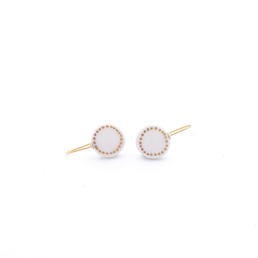 White porcelain earrings, porcelain and gold, White dangle earrings, 18k solid gold, Snow White Christmas gift