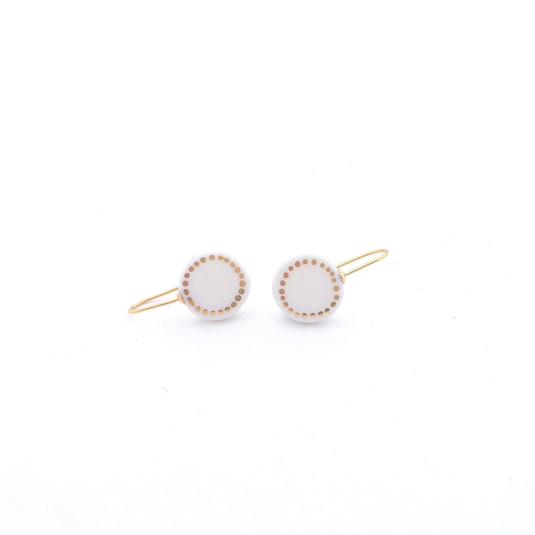 White porcelain earrings, porcelain and gold, White dangle earrings, 18k solid gold, Snow White Christmas gift