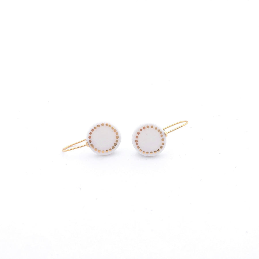White porcelain earrings, porcelain and gold, White dangle earrings, 18k solid gold, Snow White Christmas gift