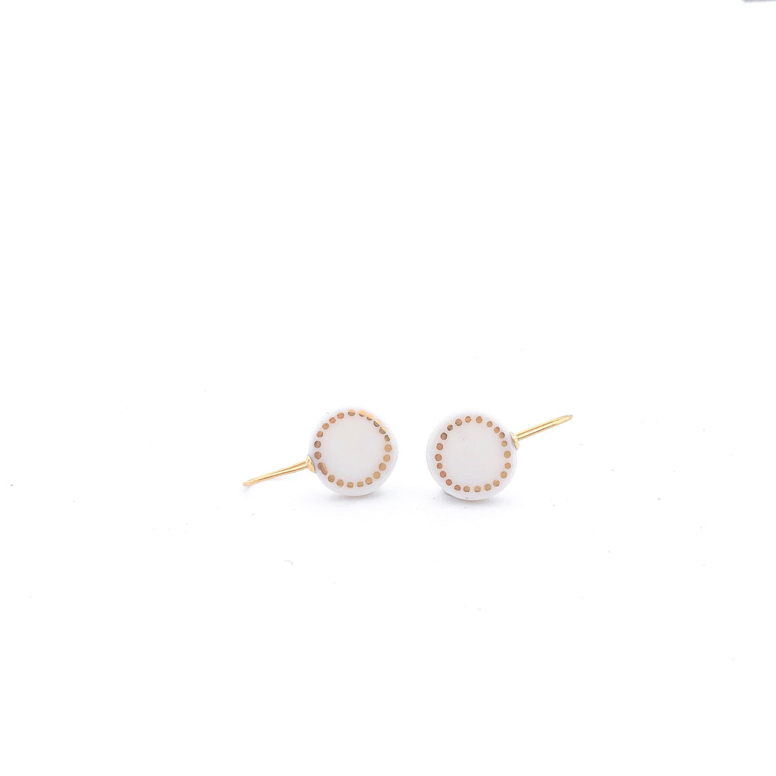 White porcelain earrings, porcelain and gold, White dangle earrings, 18k solid gold, Snow White Christmas gift