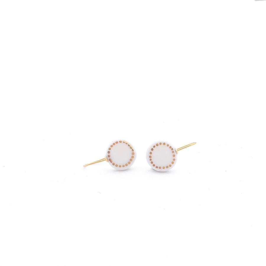 White porcelain earrings, porcelain and gold, White dangle earrings, 18k solid gold, Snow White Christmas gift