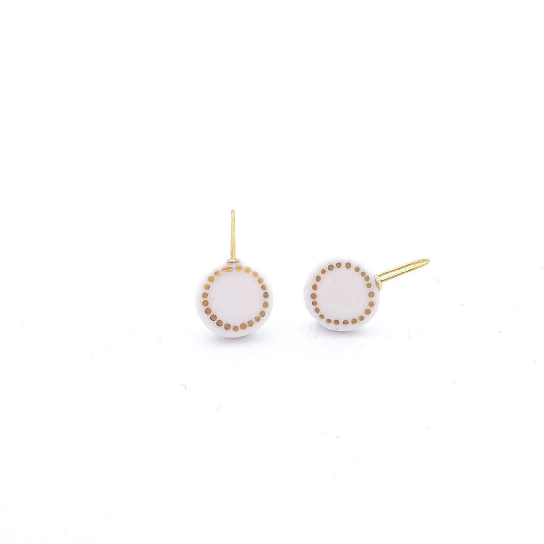 White porcelain earrings, porcelain and gold, White dangle earrings, 18k solid gold, Snow White Christmas gift