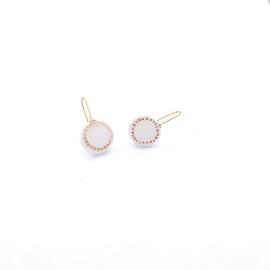 White porcelain earrings, porcelain and gold, White dangle earrings, 18k solid gold, Snow White Christmas gift