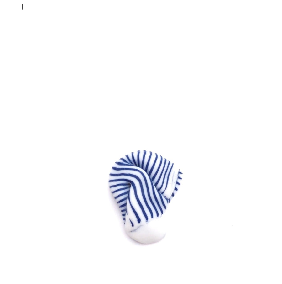 Striped Blue white porcelain brooch