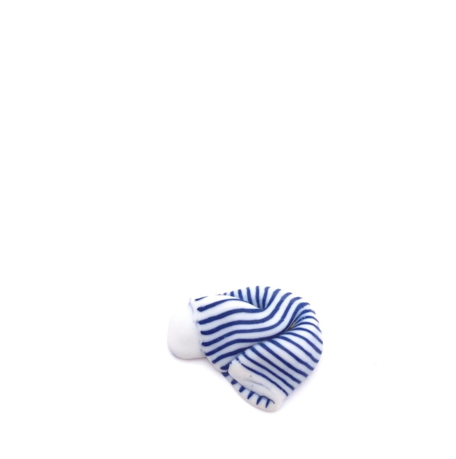 Striped Blue white porcelain brooch