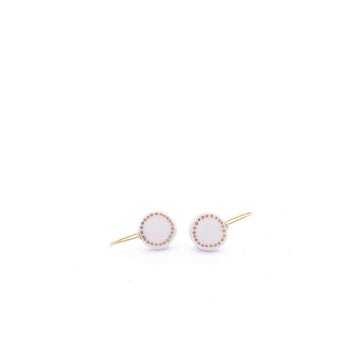 White Porcelain earrings with 24k gold dots, Classic jewelry, natural look